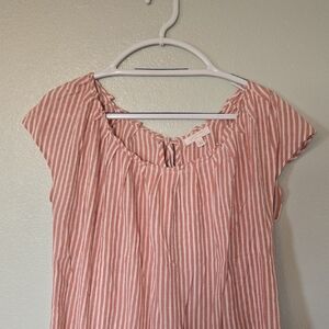 Lauren Conrad | Pink Striped Cap Sleeve Top Size Large